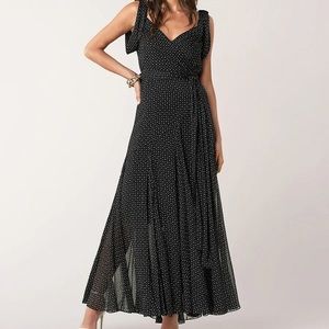 DIANE VON FURSTENBERG Belinda Black Printed Silk-chiffon Dress DVF (sample)